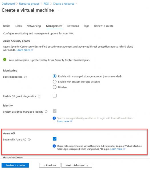 Join Azure VM to Azure AD and log in with AAD credentials